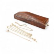 GOLD & PEARL LAPEL STICK PIN WITH 9CT GOLD CHAIN