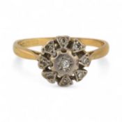HALLMARKED 18CT GOLD & DIAMOND CLUSTER RING