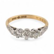 18CT GOLD & PLATINUM THREE STONE DIAMOND RING