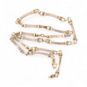 HALLMARKED 99CT GOLD FANCY BAR STIRRUP CHAIN LINK NECKLACE