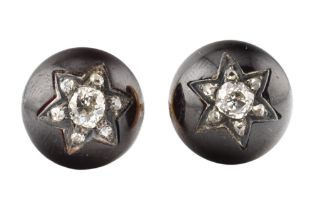PAIR OF 19TH CENTURY GARNET & DIAMOND SET CUFFLINKS