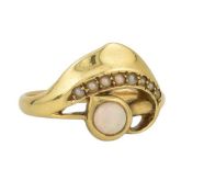 LIBERTY & CO HALLMARKED 18CT GOLD OPAL & PEARL RING
