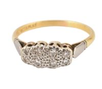 18CT GOLD & PLATINUM DIAMOND CLUSTER RING