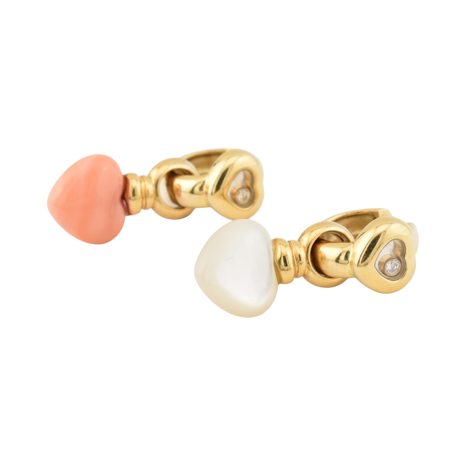 PAIR 1990S CHOPARD HAPPY DIAMONDS HEART CHARM EARRINGS - Image 8 of 10