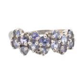 A HALLMARKED 9CT GOLD TANZANITE & DIAMOND RING
