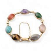9CT GOLD & CABOCHON GEM SET BRACELET