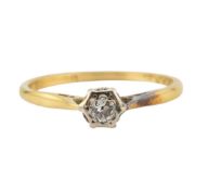 HALLMARKED 18CT GOLD & DIAMOND SOLITIARE RING
