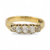HALLMARKED 18CT GOLD & DIAMOND FIVE STONE RING