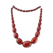 VINTAGE CHERRY AMBER BAKELITE BEAD NECKLACE