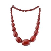 VINTAGE CHERRY AMBER BAKELITE BEAD NECKLACE