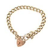 HALLMARKED 9CT GOLD PADLOCK CURBLINK BRACELET