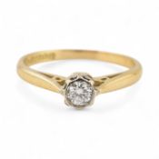 HALLMARKED 18CT GOLD & DIAMOND SOLITAIRE RING