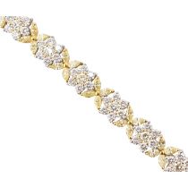 YELLOW & WHITE DIAMOND FLOWER CLUSTER NECKLACE