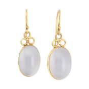 PAIR OF BLUE CHALCEDONY PENDANT EARRINGS