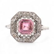 EARLY 20TH CENTURY 18CT WHITE GOLD TOURMALINE & DIAMOND RING