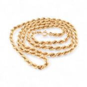 HALLMARKED ITALIAN 18CT GOLD ROPE TWIST CHAIN NECKLACE