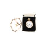 1920S HALLMARKED 9CT GOLD SWISS OPENFACE POCKET WATCH CHAIN & FOB
