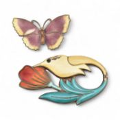 DAVID ANDERSEN HUMMING BIRD BROOCH & A BUTTERFLY PIN
