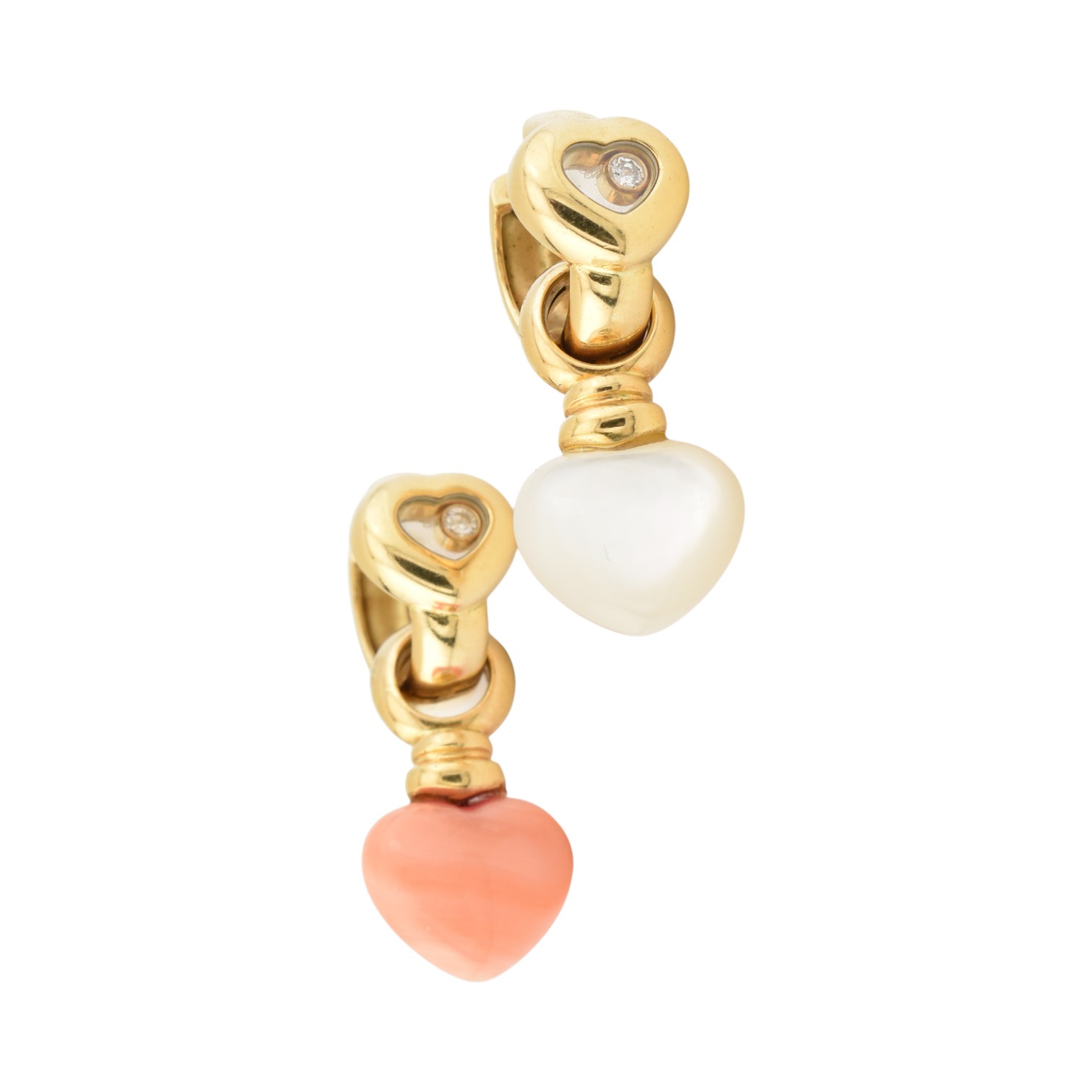 PAIR 1990S CHOPARD HAPPY DIAMONDS HEART CHARM EARRINGS - Image 9 of 10