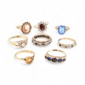 COLLECTION OF 9CT GOLD & GEM SET RINGS