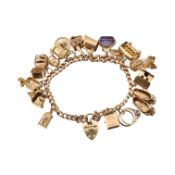 1960S HALLMARKED 9CT GOLD CHARM BRACELET