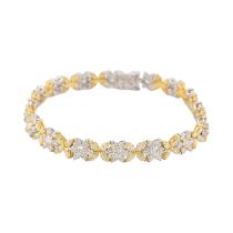 YELLOW & WHITE DIAMOND FLOWER CLUSTER BRACELET