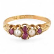 VICTORIAN GOLD PEARL & RUBY RING