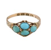 VICTORIAN HALLMARKED 12CT GOLD & TURQUOISE RING