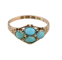 VICTORIAN HALLMARKED 12CT GOLD & TURQUOISE RING