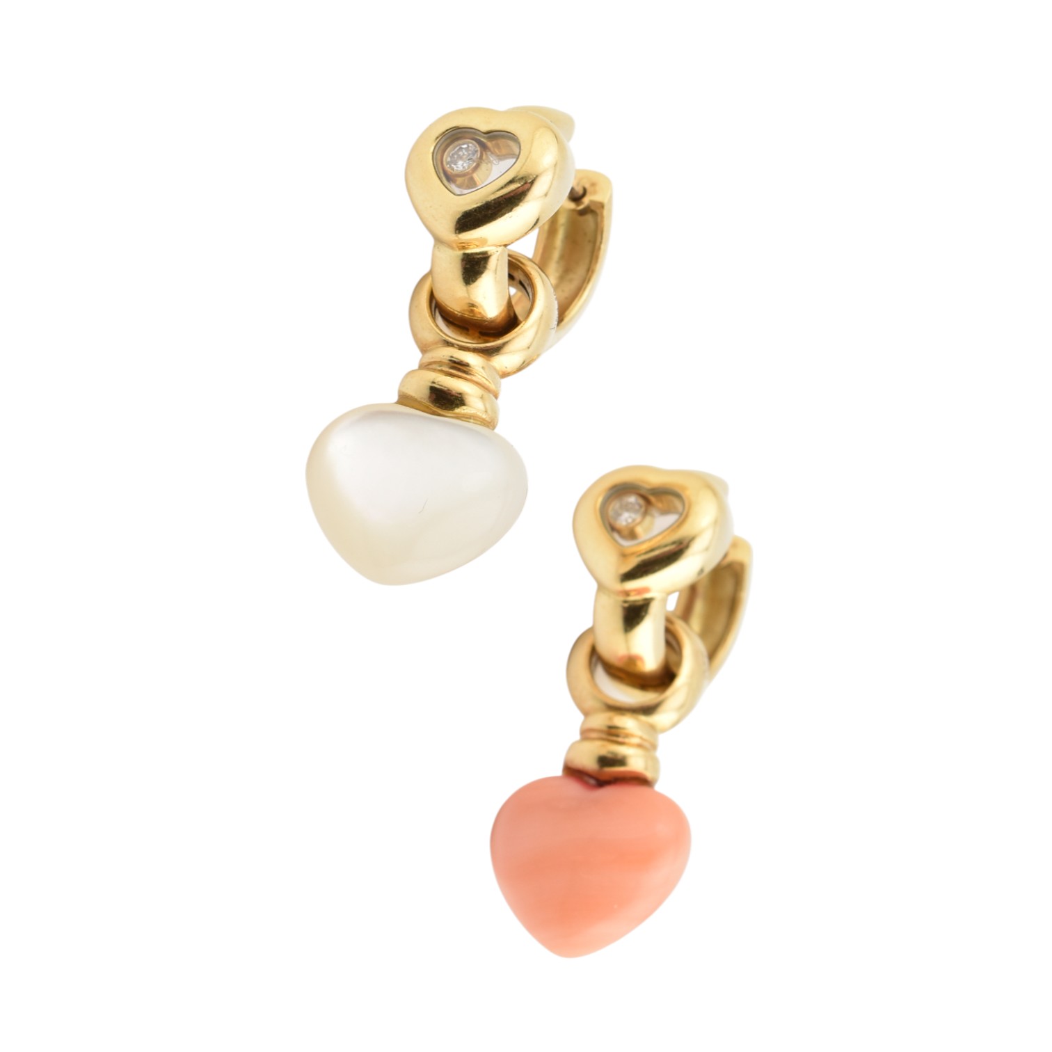 PAIR 1990S CHOPARD HAPPY DIAMONDS HEART CHARM EARRINGS - Image 7 of 10