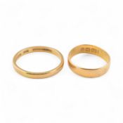 TWO HALLMARKED 22CT GOLD BAND RINGS