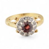 HALLMARKED 18CT GOLD & GARNET CLUSTER RING