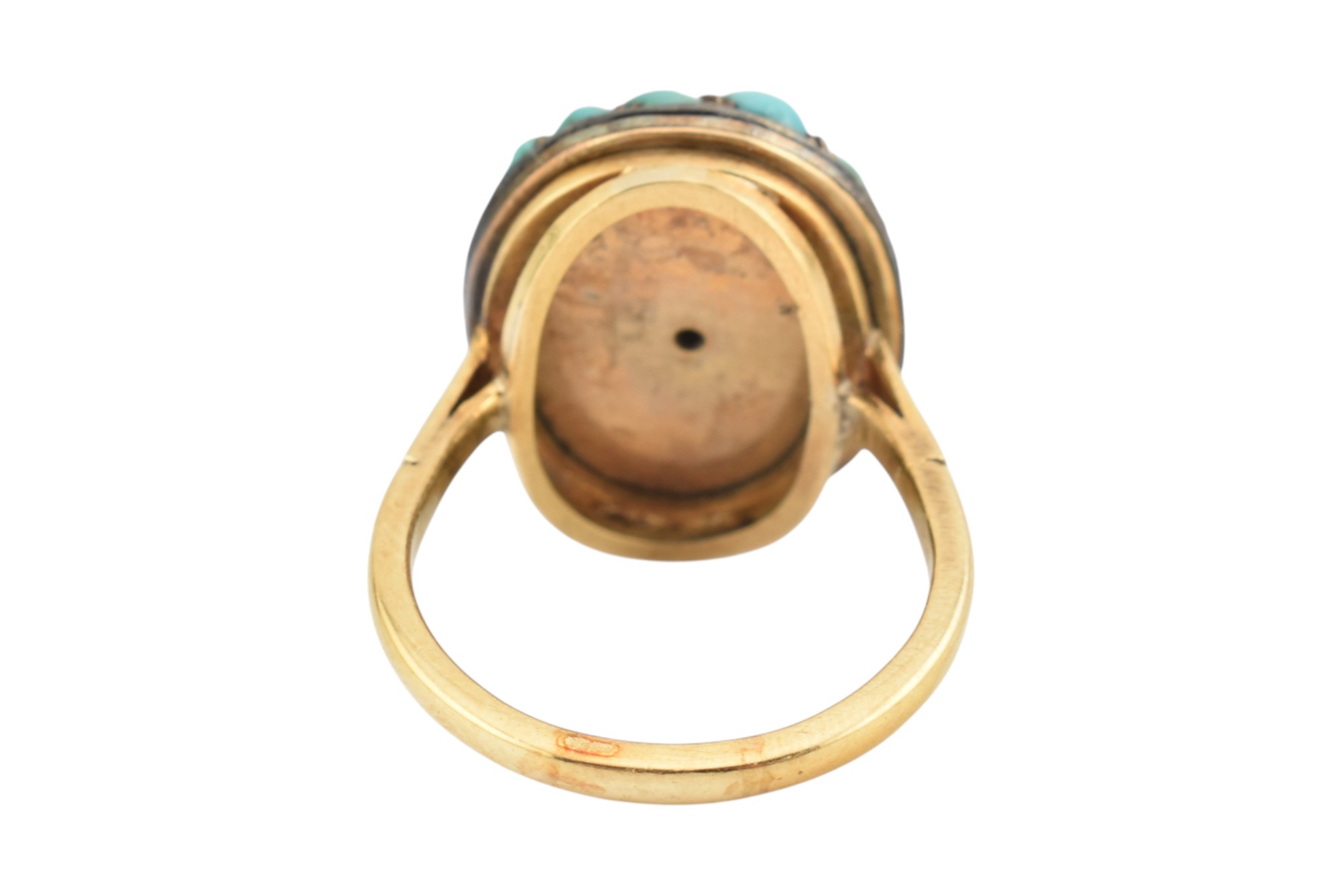 19TH CENTURY DIAMOND AND TURQUOISE BOMBE CLUSTER RING - Image 4 of 4