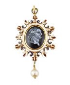 VICTORIAN RENAISSANCE REVIVAL GOLD DIAMOND PENDANT