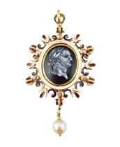 VICTORIAN RENAISSANCE REVIVAL GOLD DIAMOND PENDANT