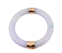 VINTAGE GOLD MOUNTED LAVENDER JADE BANGLE