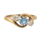 HALLMARKED 9CT GOLD TOPAZ & DIAMOND CROSSOVER RING