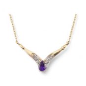 9CT GOLD AMETHYST & PENDANT NECKLACE
