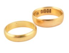 TWO 22CT GOLD BAND RINGS