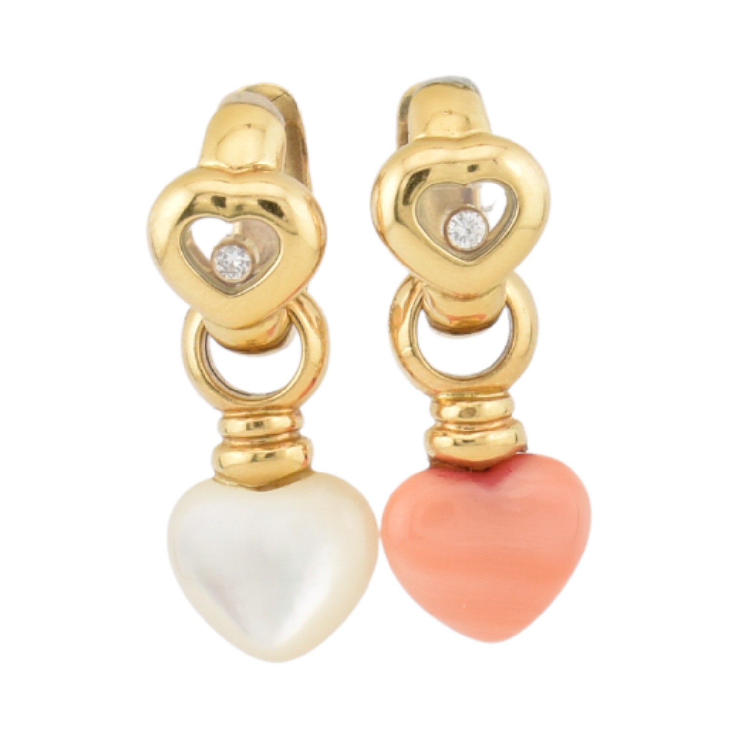 PAIR 1990S CHOPARD HAPPY DIAMONDS HEART CHARM EARRINGS - Image 5 of 10