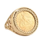 1/10 OUNCE ISLE OF MAN ANGEL COIN MOUNTED HALLMARKED 9CT GOLD RING
