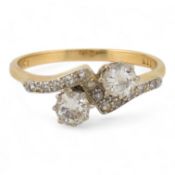18CT GOLD & DIAMOND CROSSOVER RING