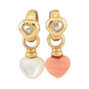 PAIR 1990S CHOPARD HAPPY DIAMONDS HEART CHARM EARRINGS