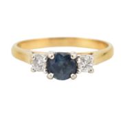 GOLD SAPPHIRE & DIAMOND THREE STONE RING
