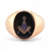 10K GOLD MASONIC SIGNET RING