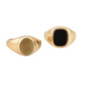 TWO 9CT GOLD SIGNET RING