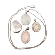 COLLECTION OF FOUR VICTORIAN LOCKET PENDANTS