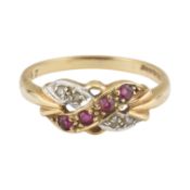 HALLMARKED 9CT GOLD RUBY & DIAMOND CLUSTER RING