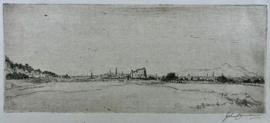 JOHN CAMERON (EXH. 1888-1931) - EDINBURGH FROM CORSTORPHINE - ETCHING