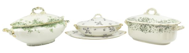 THREE LATE 19TH - EARLY 20TH CENTURY CERAMIC TUREENS INCL. LAKING LIMOGES & KINGSLEY